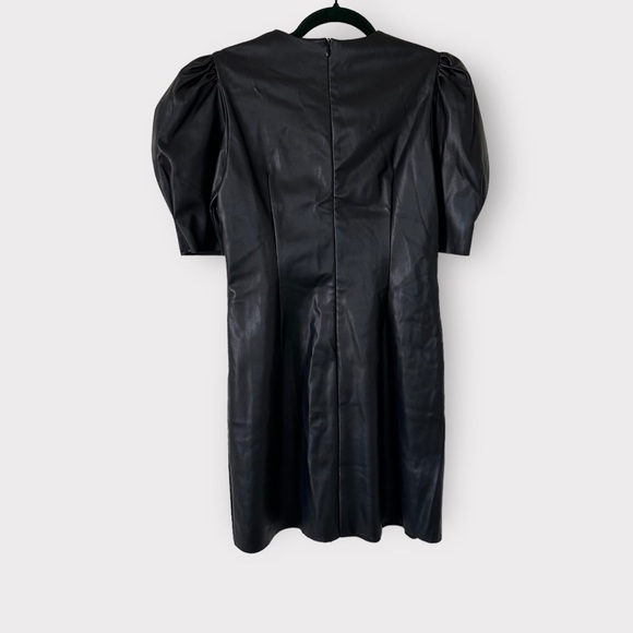 ZARA Vegan Leather Puff Sleeve Mini Dress - Picture 4 of 5
